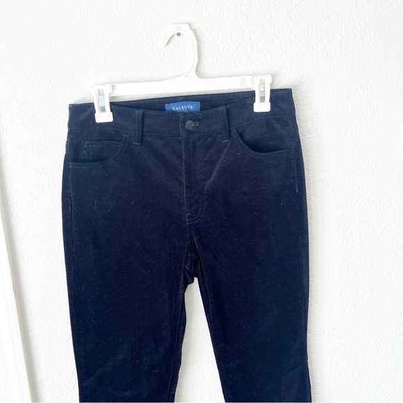 Talbots Pants Women's 4P Petite High Waist Straight Leg Blue Velveteen - Picture 3 of 9